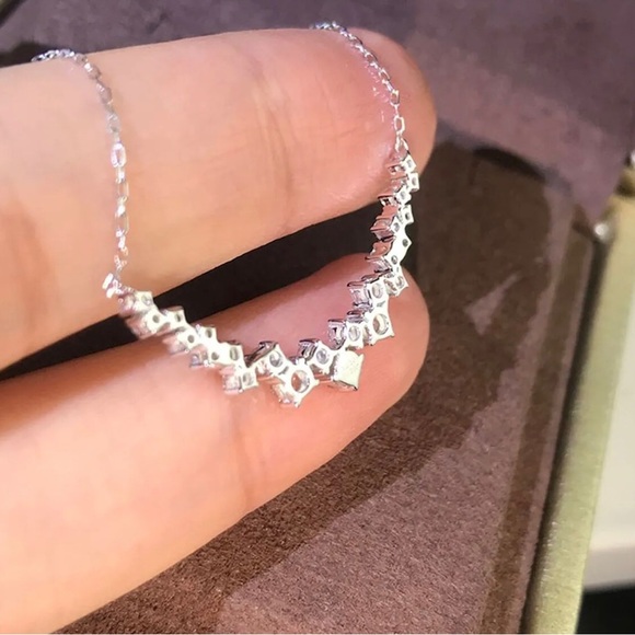 Curved CZ Necklace - Picture 3 of 8